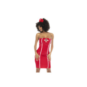 Costume infirmière 2 pièces, robe avec bretelles réglables et serre tête 